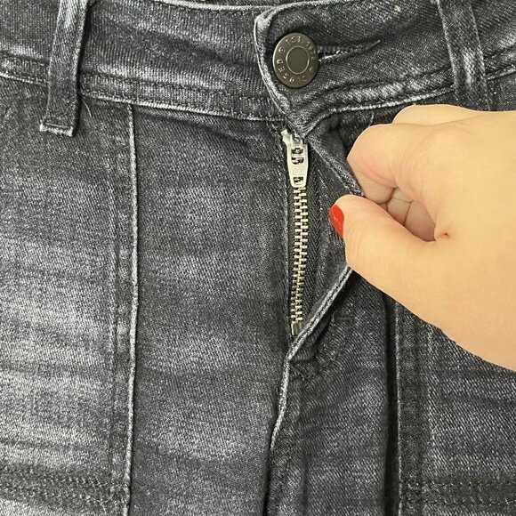 CLOSED Francesca Moto Cropped Jeans Women’s Size 24 Black Denim Altered Hem - Picture 8 of 14